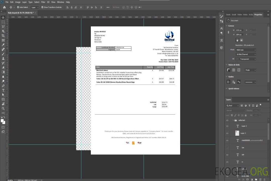 Royaume-Uni MJ Preuve d'adresse électrique modèle de facture de services publics aux formats Word et PDF template